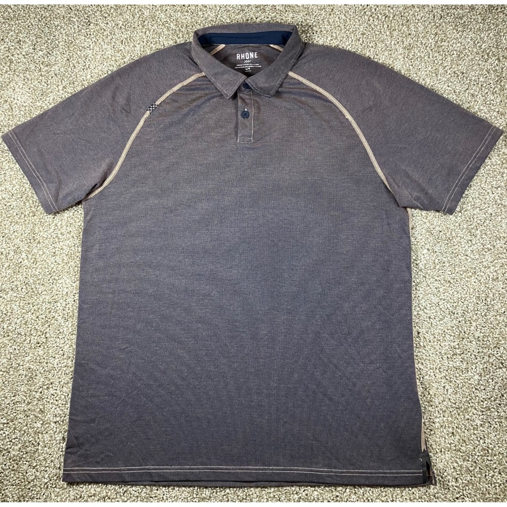 Rhone Delta Pique Polo Shirt Mens Large Navy Blue Short Sleeve Golf 101346
